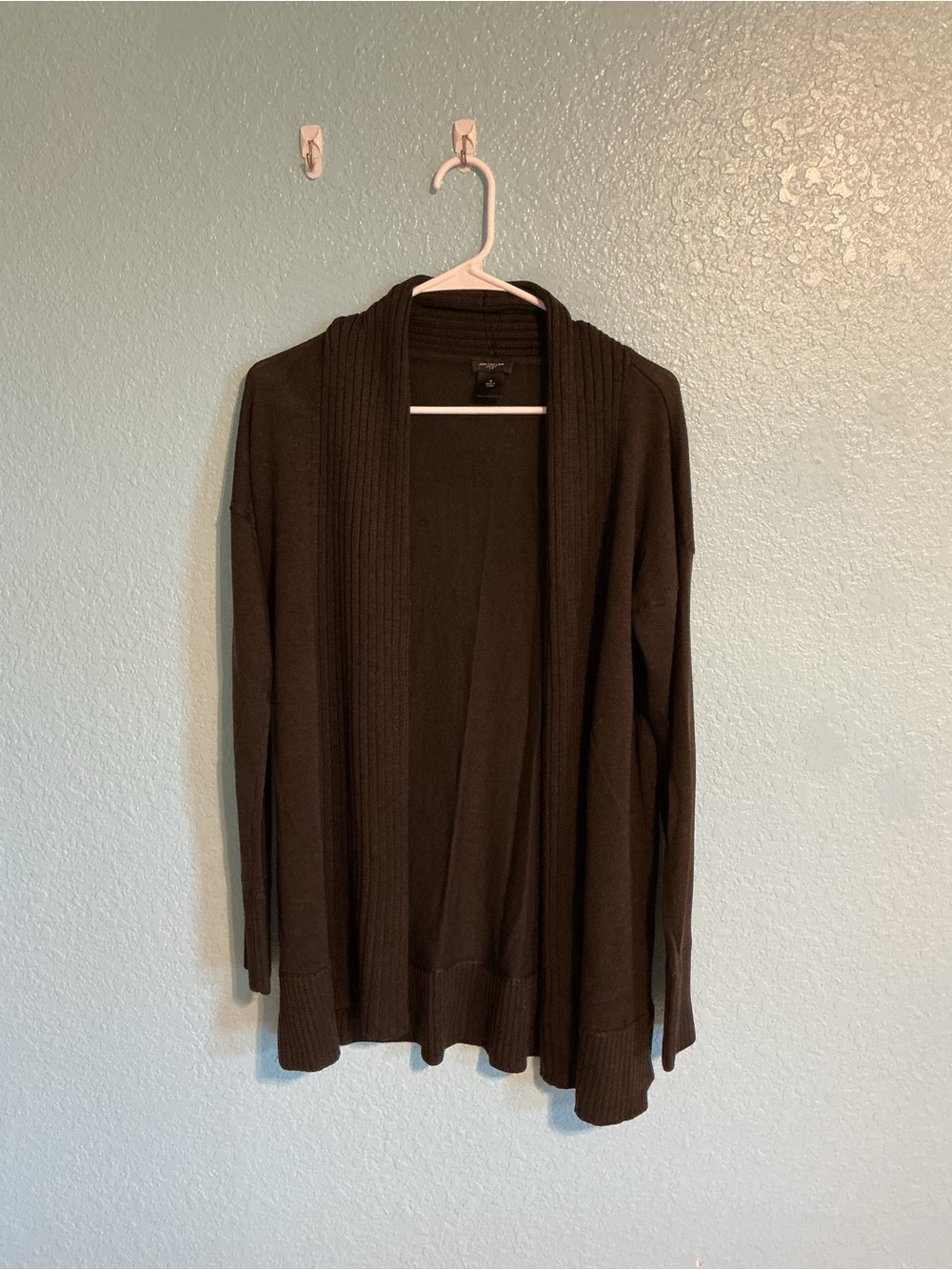 Ann Taylor Charcoal Open-Front Ribbed Cardigan